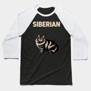 Siberian Cat Silhouette Siberian Cat Lover Baseball T-Shirt